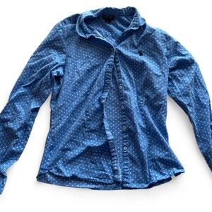 U.S. Polo Assn. Blue and White Polka Dot Shirt